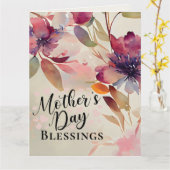 Carte Bénédiction de la fête des mères Aquarelle florale (Fleur jaune)