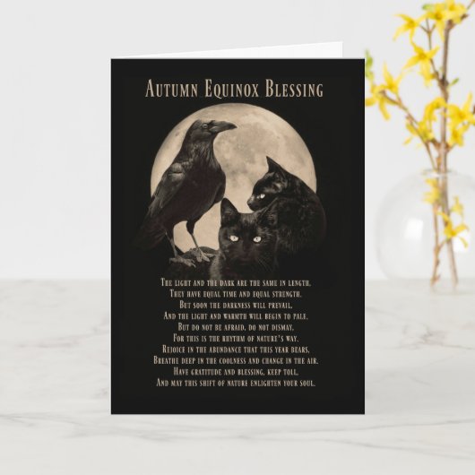 Carte Bénédiction de Mabon à l'équinoxe d'automne Raven  (Fleur jaune)