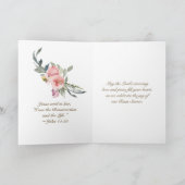 Carte Bénédiction de Pâques Bible Verse élégant rose flo (Intérieur)