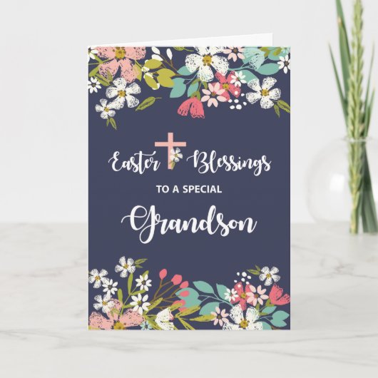 Carte Bénédiction de Pâques de Grandson de Fleurs Christ (Devant)