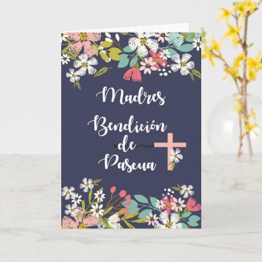 Carte Bénédiction de Pâques de Mère espagnole avec fleur (Fleur jaune)