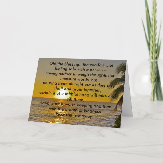 Carte Bénédiction de photo de coucher du soleil d'amitié (Devant)