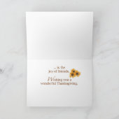 Carte Bénédiction des amis Thanksgiving Tournesol dans V (Intérieur)