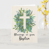 Carte Bénédiction du baptême pour un garçon (Fleur jaune)