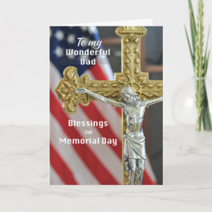 Carte Bénédiction du jour commémoratif à papa avec croix