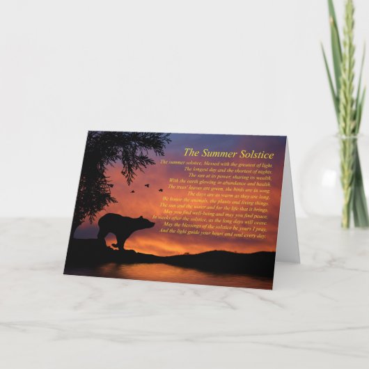 Carte Bénédiction du solstice d'été avec ours et oiseaux (Devant)