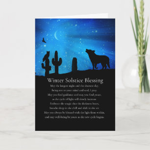 Carte Bénédiction du solstice d'hiver Coyote Chouette du