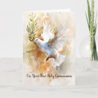 Carte Bénédiction élégante de première communion Colombe
