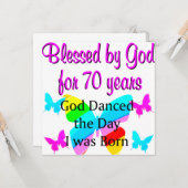 CARTE BÉNÉDICTION POUR LES 70 ANS (Devant/Arrière en situation)