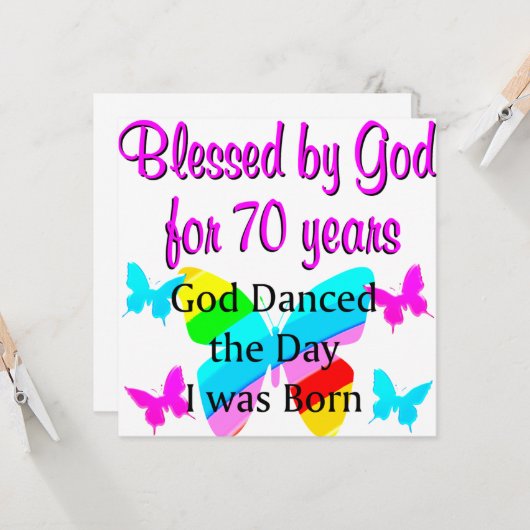 CARTE BÉNÉDICTION POUR LES 70 ANS (Devant/Arrière en situation)