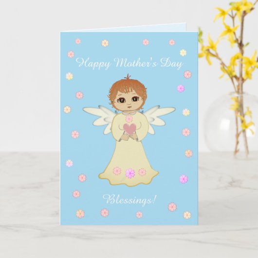 Carte Bénédictions d'ange du jour de mère (Fleur jaune)