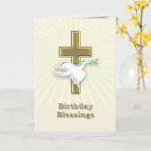 Carte Bénédictions d'anniversaire avec une croix d'or (Fleur jaune)