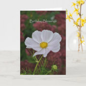 Carte Bénédictions d'anniversaire de cosmos (Fleur jaune)