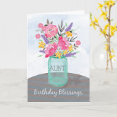 Carte Bénédictions d'anniversaire de Tante dans un pot M (Fleur jaune)