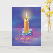 Carte Bénédictions d'anniversaire pour pasteur avec boug (Fleur jaune)