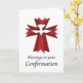 Carte Bénédictions de Confirmation Colombe sur Croix Rou (Fleur jaune)