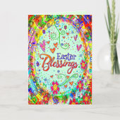 Carte Bénédictions de Pâques amusant Whimsical Floral In (Devant)