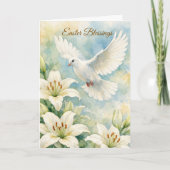 Carte Bénédictions de Pâques Colombe chrétienne & Lys Aq (Devant)