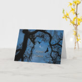 Carte Bénédictions de Samain, Corbeau, Lune Croissante e (Fleur jaune)