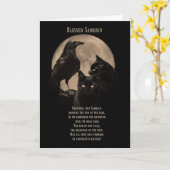 Carte Bénédictions de Samhain Corbeau et Chat Noir (Fleur jaune)