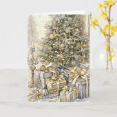 Carte Bénédictions d'or de Noël (Fleur jaune)