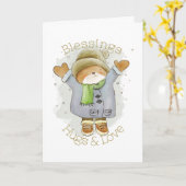 Carte Bénédictions, étreintes et chat d'amour (Fleur jaune)