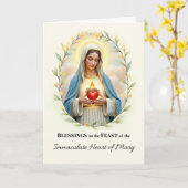 Carte Bénédictions pour la fête du Cœur Immaculé de Mari (Fleur jaune)