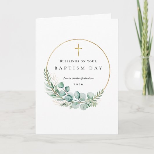 Carte Bénédictions pour le baptême, salutation botanique (Devant)