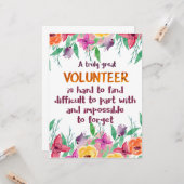 Carte Bénévole Merci Bénévole cadeau d'appréciation (Devant/Arrière en situation)