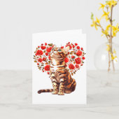 Carte Bengal Cat Valentines Day Floral Heart Design For  (Fleur jaune)