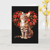 Carte Bengal Cat Valentines Day Floral Heart Design For  (Fleur jaune)
