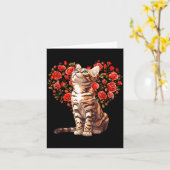 Carte Bengal Cat Valentines Day Floral Heart Design For (Fleur jaune)
