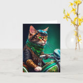Carte Bengal Chat conduire vélo St. Patrick's Day (Fleur jaune)