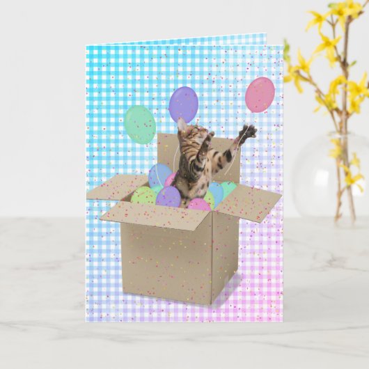 Carte Bengale chat en boîte (Fleur jaune)