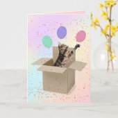 Carte Bengale chat en boîte carton anniversaire (Fleur jaune)