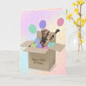 Carte Bengale chat en boîte en carton pour 104ème annive (Fleur jaune)