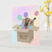 Carte Bengale chat en boîte en carton pour 65ème anniver (Fleur jaune)