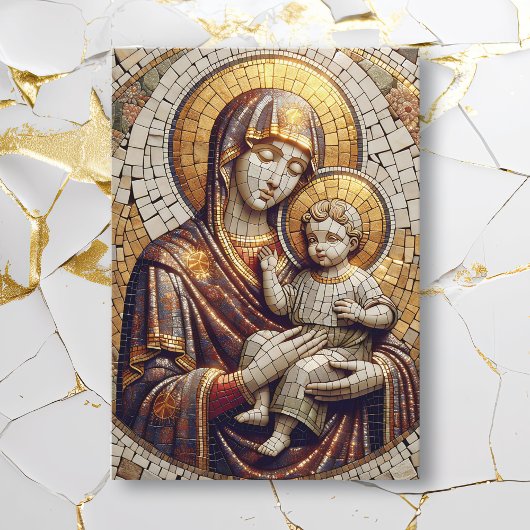 Carte Béni Mère Marie et Bébé Jésus | Noël
