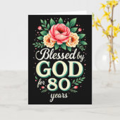 Carte Béni par Dieu pendant 80 ans Religieux 80e anniver (Fleur jaune)