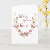 Carte Bénissez votre coeur (fleurs roses) (Fleur jaune)