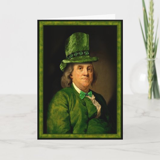 Carte Benjamin Franklin Clover St Patrick's Day (Devant)