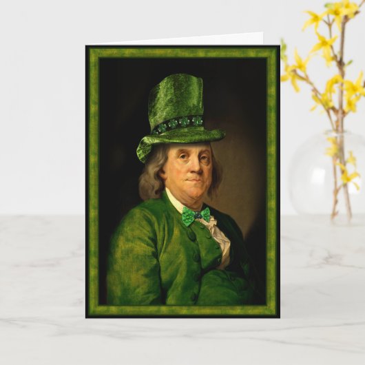 Carte Benjamin Franklin Clover St Patrick's Day (Fleur jaune)