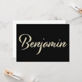 Carte Benjamin Name White Gold Handwriting (Devant/Arrière en situation)