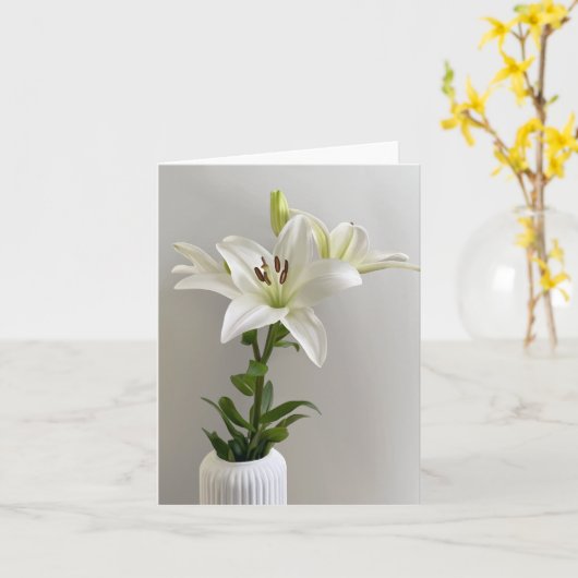 Carte Berceuse de Lily | Peinture florale simple blanche (Fleur jaune)