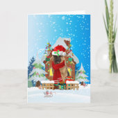 Carte Berger allemand dans la neige avec cadeaux de Noël (Devant)