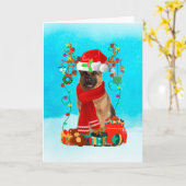 Carte Berger allemand dans la neige avec des cadeaux de (Fleur jaune)