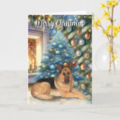 Carte Berger allemand de Noël Vintage (Fleur jaune)