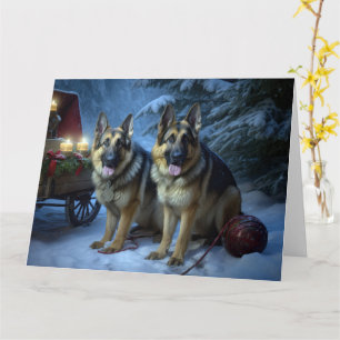 Carte Berger Allemand Traîneau de Noël Décoration de Noë