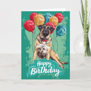 Carte Berger anatolien avec ballons Anniversaire