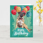 Carte Berger anatolien avec ballons Anniversaire (Fleur jaune)